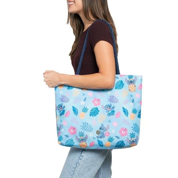 Disney Stitch Tote Bag All-Over Print Carry-on Travel Beach Hawaiian Pineapples