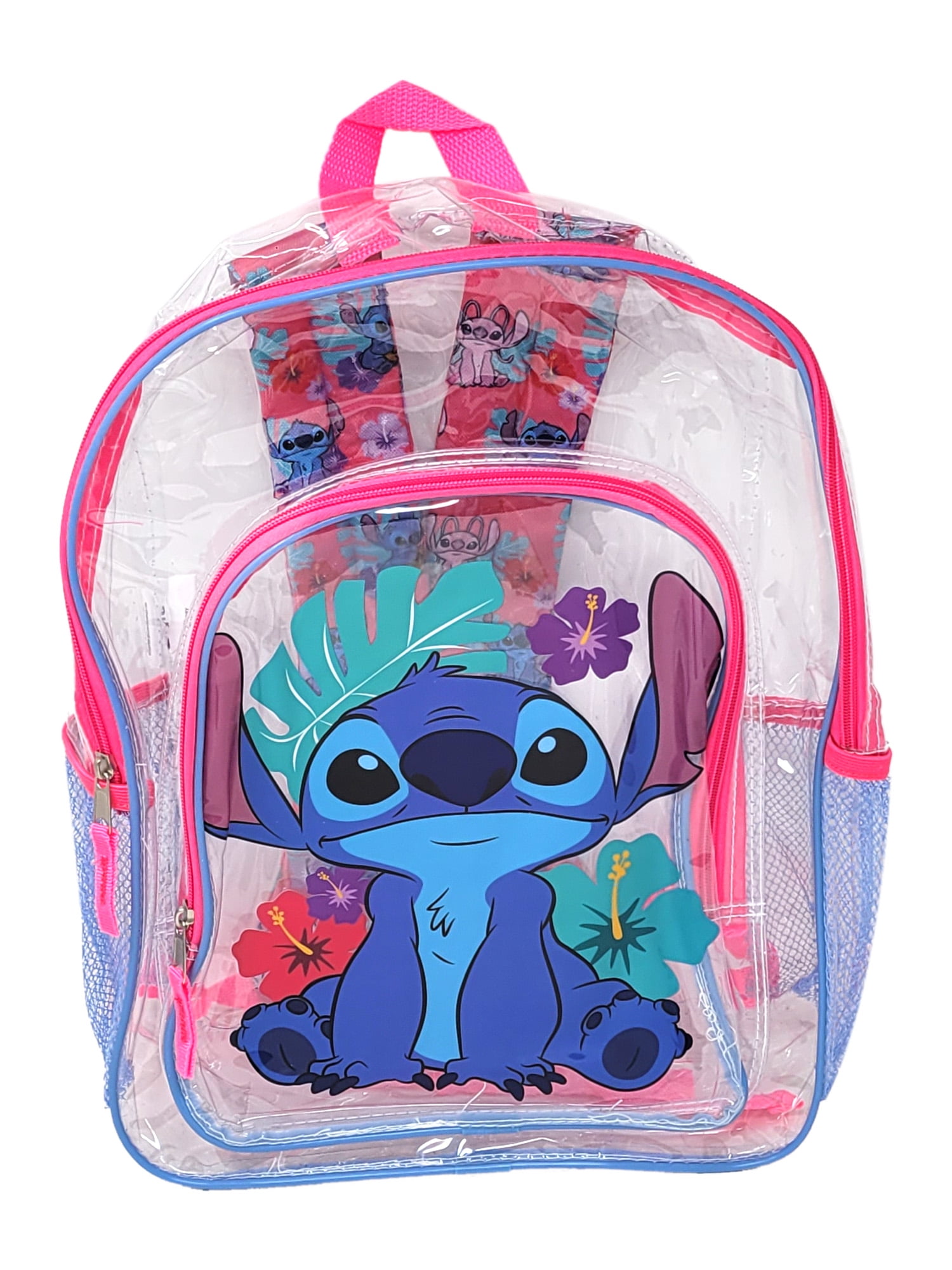 Disney Stitch Transparent Backpack Clear 16" Girls School Bag