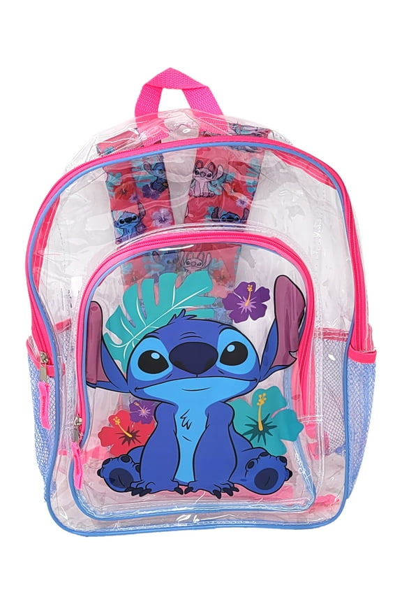 Stitch Transparent Backpack Clear 16" Girls School Bag
