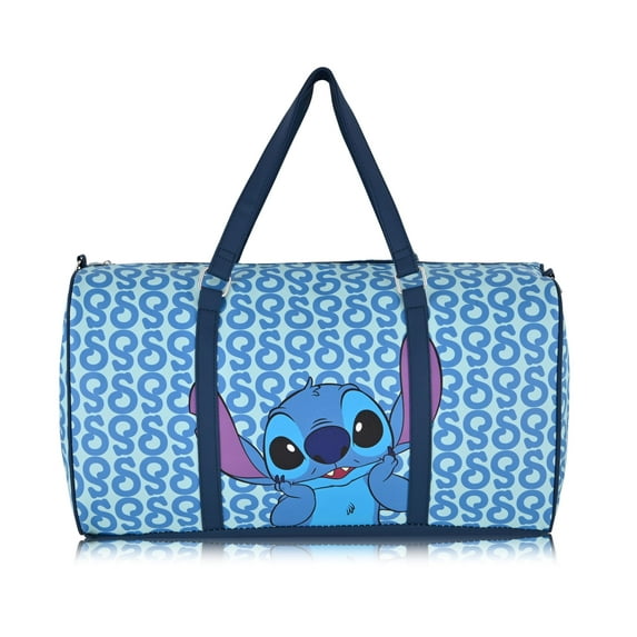 Disney Stitch Travel Bag, Duffle Bag, Overnight Bag, Weekender Bag | Mini 16 Inch Leather Classic Premium Travel Duffle Bag for Women, Men, Adults