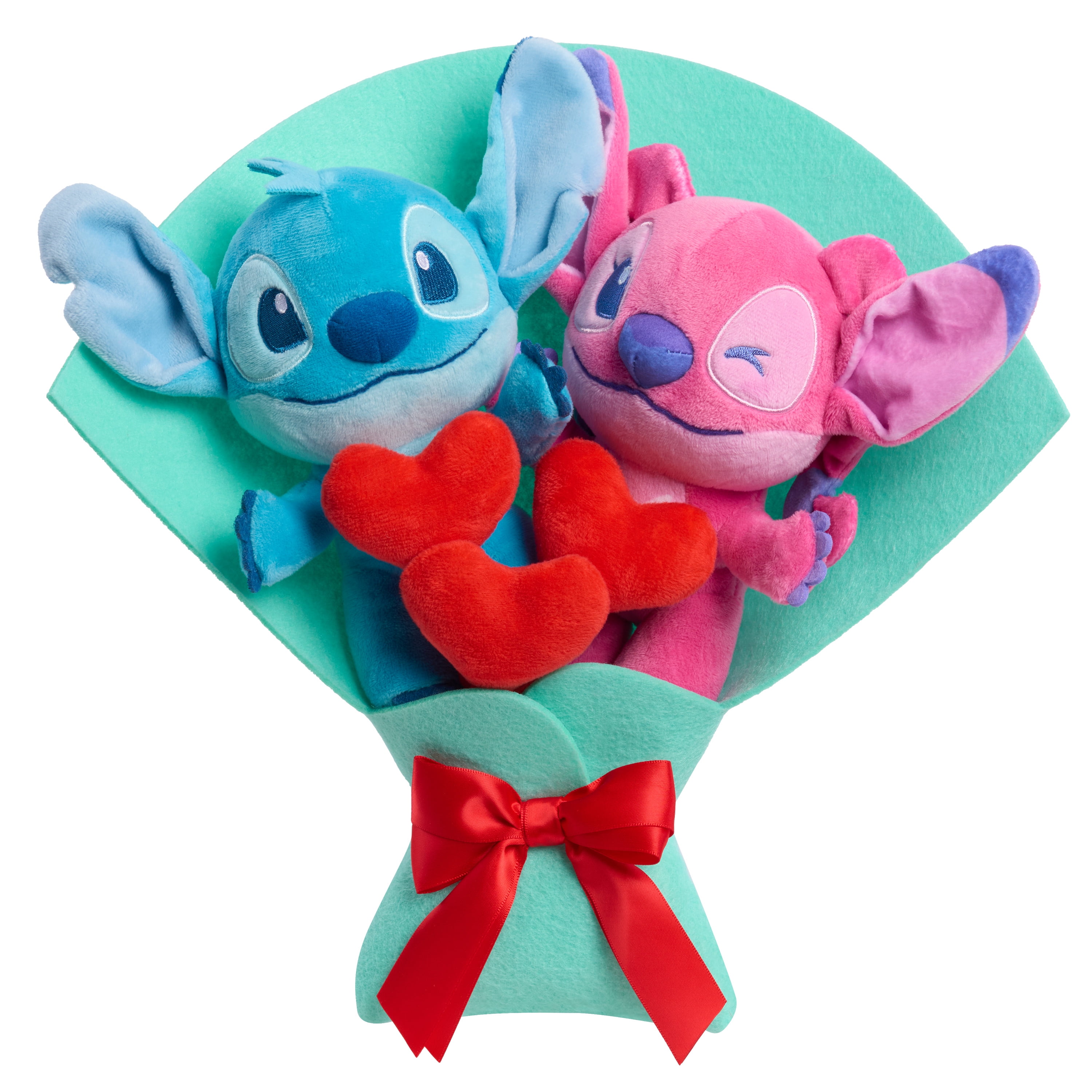 Disney Stitch Valentine 13-inch Medium Plush Bouquet, 2 Stuffed Animals Included, Kids Ages 2 up