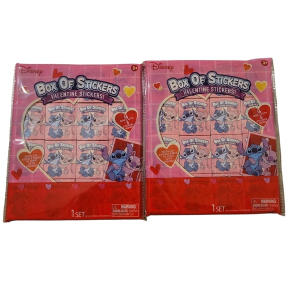 Disney Stitch Valentine Exchange Sticker Boxes 16 Count - Pack of 2