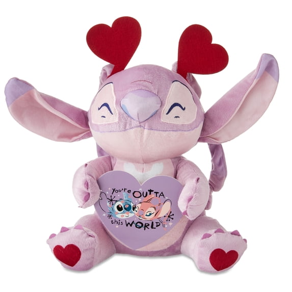 Disney Stitch Valentine Large Plush Angel, 10-inch Stuffed Animal, Kids Ages 2 and up