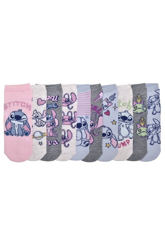 Disney Stitch Women's 10-Pack Low-Cut Socks, Shoe Size 4-10