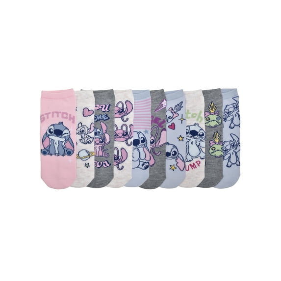 Disney Stitch Women's 10-Pack Low-Cut Socks, Shoe Size 4-10