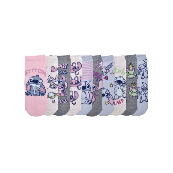 Disney Stitch Women's 10-Pack Low-Cut Socks, Shoe Size 4-10
