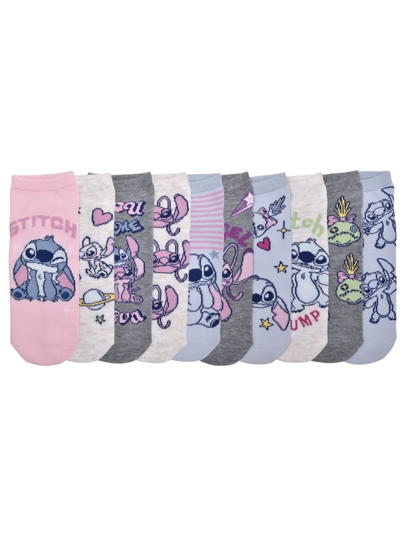 Disney Stitch Women's 10-Pack Low-Cut Socks, Shoe Size 4-10