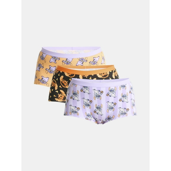 Disney Stitch Women's Halloween Boyshort Panties, 3-Pack, Sizes S-XXL