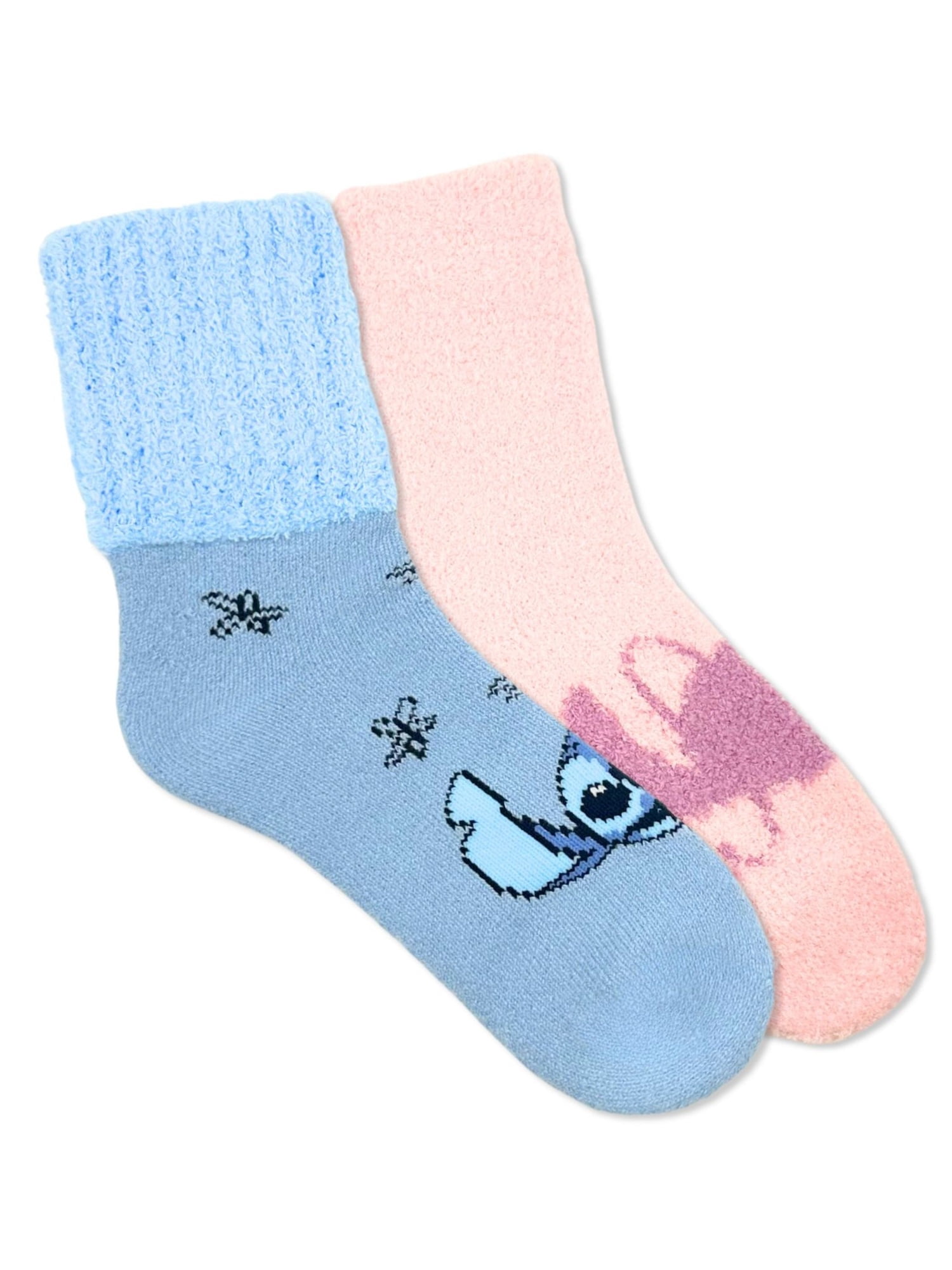 Disney Stitch Women's Cozy Crew Socks, 2-Pack, Shoe Sizes 4-10