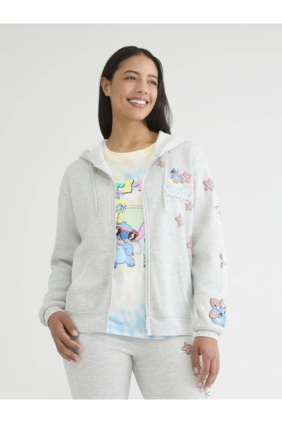 Disney Stitch Women’s Fleece Zip Hoodie, Sizes XXS-XXL