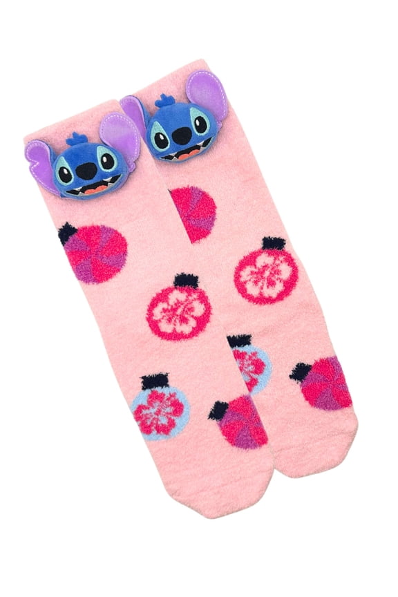 Disney Stitch Women's Holiday 3D Cozy Crew Socks, 1-Pack, Size 4-10