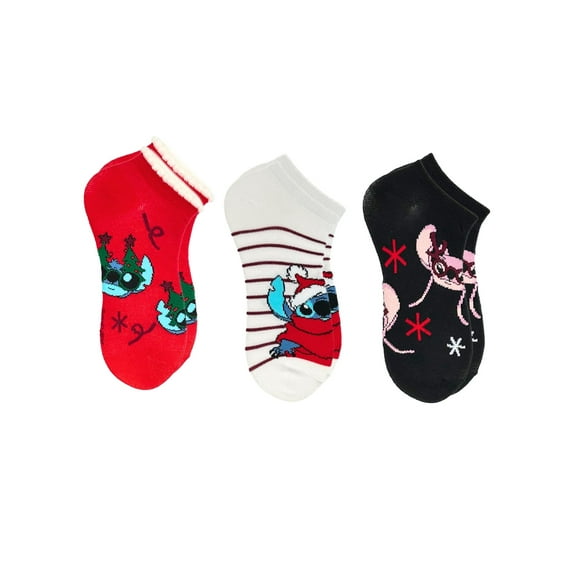 Disney Stitch Women's Holiday No-Show Socks, 3-Pack, Size 4-10