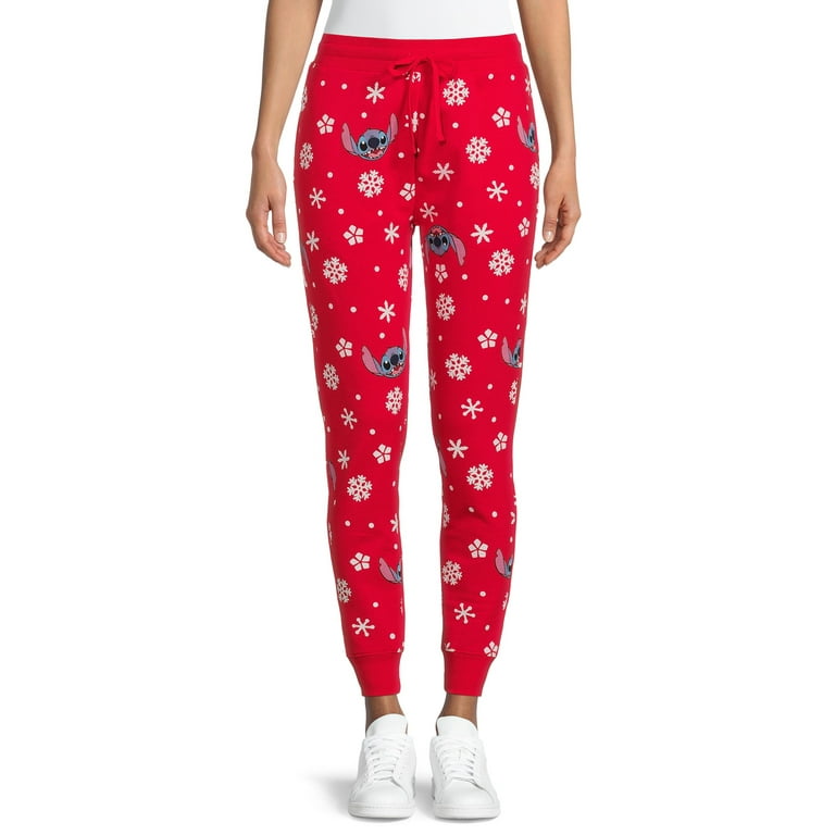 Disney Stitch Women s Juniors Holiday Graphic Joggers Walmart