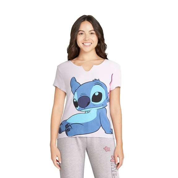 Disney Stitch Junior V-Neck Tee, S-2XL (Women's)