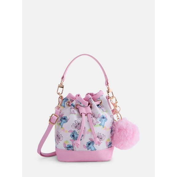 Disney Stitch and Angel Girls Drawstring Bag, Pink