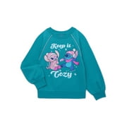 Disney Stitch and Angel Keep It Cozy Girls Pullover Fleece Sweatshirt, Sizes 4-16