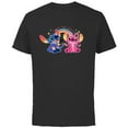 thumbnail image 1 of Disney Stitch and Angel Living the Dream - Short Sleeve Cotton T-Shirt for Adults - Customized-Black, 1 of 5
