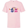 thumbnail image 1 of Disney Stitch and Angel Living the Dream - Short Sleeve T-Shirt for Kids - Customized-Soft Pink, 1 of 5