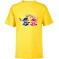 thumbnail image 1 of Disney Stitch and Angel Living the Dream - Short Sleeve T-Shirt for Kids - Customized-Yellow, 1 of 5