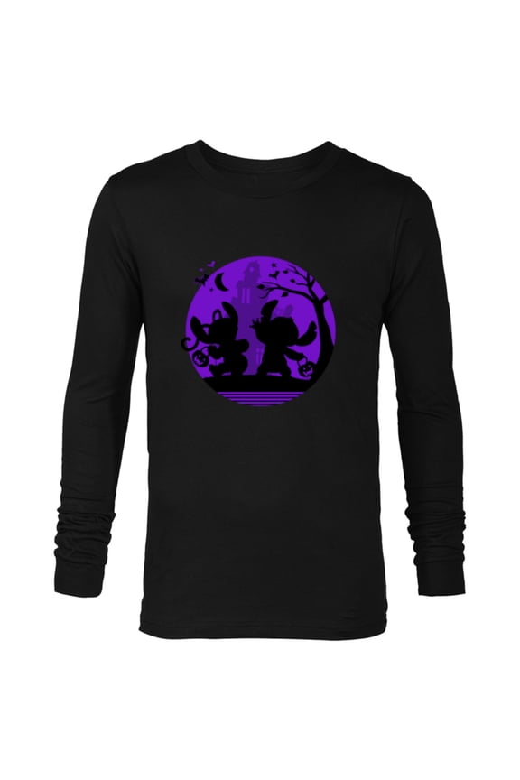 Stitch and Angel Trick or Treat Halloween - Long Sleeve T-Shirt for Men - Customized-Black
