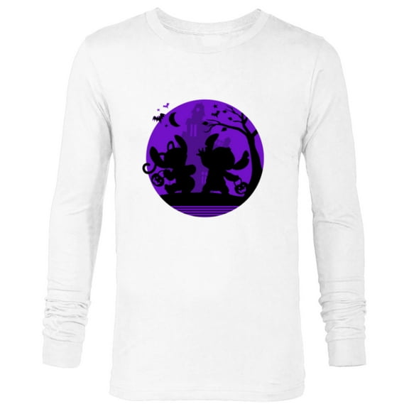 Disney Stitch and Angel Trick or Treat Halloween - Long Sleeve T-Shirt for Men - Customized-White