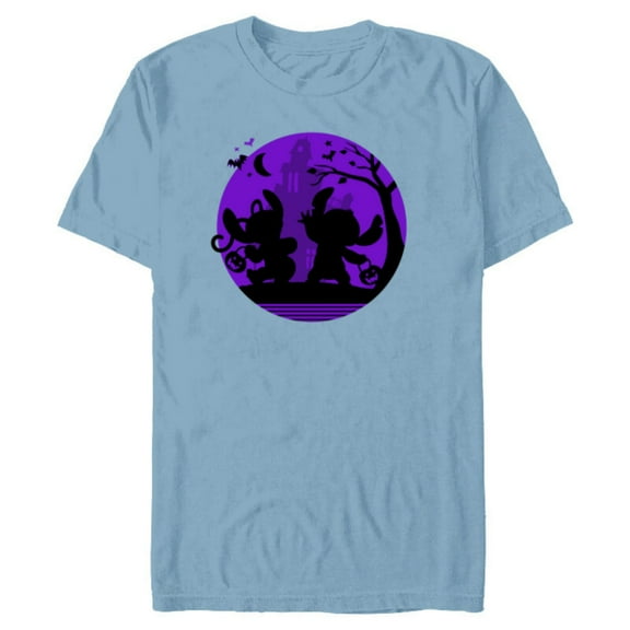 Disney Stitch and Angel Trick or Treat Halloween - Short Sleeve Blended T-Shirt for Adults - Customized-Celadon Snow Heather