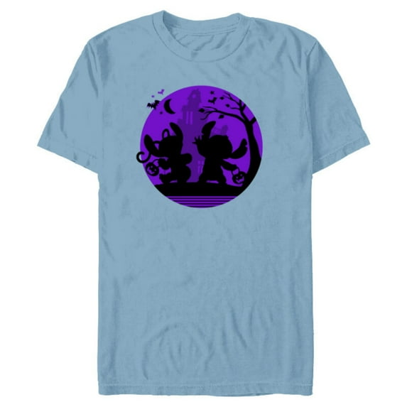 Disney Stitch and Angel Trick or Treat Halloween - Short Sleeve Blended T-Shirt for Adults - Customized-Celadon Snow Heather