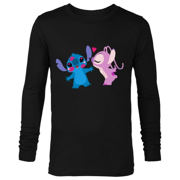 Disney Stitch and Angel Valentine’s Day Kisses - Long Sleeve T-Shirt for Men – Customized-Black