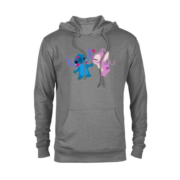 Disney Stitch and Angel Valentine’s Day Kisses - Pullover Hoodie for Adults – Customized-Graphite Heather