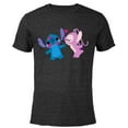 thumbnail image 1 of Disney Stitch and Angel Valentine’s Day Kisses - Short Sleeve Blended T-Shirt for Adults – Customized-Black, 1 of 5