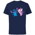 thumbnail image 1 of Disney Stitch and Angel Valentine’s Day Kisses - Short Sleeve Cotton T-Shirt for Adults - Customized-Navy, 1 of 5