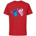 thumbnail image 1 of Disney Stitch and Angel Valentine’s Day Kisses - Short Sleeve Cotton T-Shirt for Adults - Customized-Red, 1 of 5
