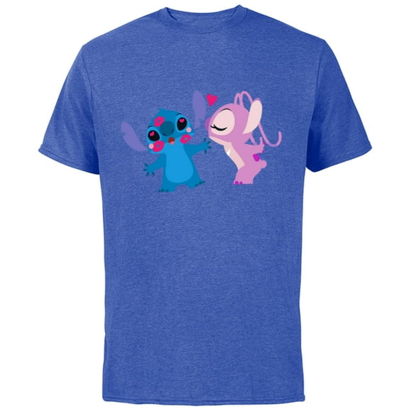 Disney Stitch and Angel Valentine’s Day Kisses - Short Sleeve Cotton T-Shirt for Adults - Customized-Royal Heather