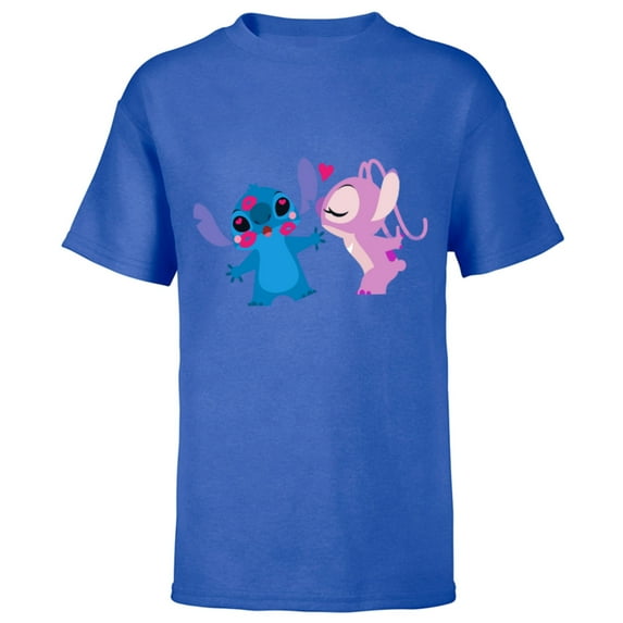 Disney Stitch and Angel Valentine’s Day Kisses - Short Sleeve T-Shirt for Kids – Customized-Royal