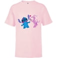 thumbnail image 1 of Disney Stitch and Angel Valentine’s Day Kisses - Short Sleeve T-Shirt for Kids – Customized-Soft Pink, 1 of 5