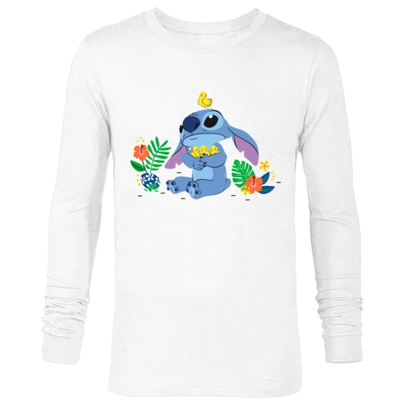 Disney Stitch and Baby Chicks Easter - Long Sleeve T-Shirt for Men - Customized-White