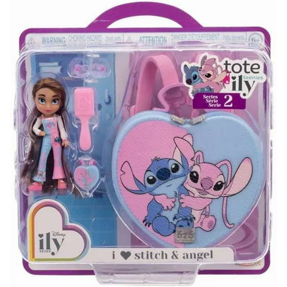 Disney Tote Ily Teenies Series 2 I Love Stitch & Angel Mini Doll