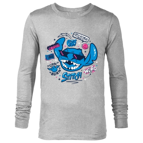Disney Stitch in Sunglasses Cool Weird and Cosmic Freestyle- Long Sleeve T-Shirt for Men - Customized-Athletic Heather