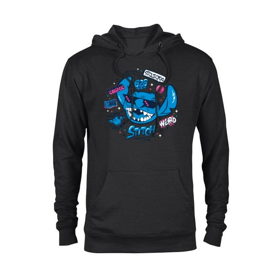 Disney Stitch in Sunglasses Cool Weird and Cosmic Freestyle- Pullover Hoodie for Adults - Customized-Black
