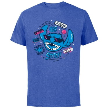 Disney Stitch in Sunglasses Cool Weird and Cosmic Freestyle- Short Sleeve Cotton T-Shirt for Adults - Customized-Royal Heather