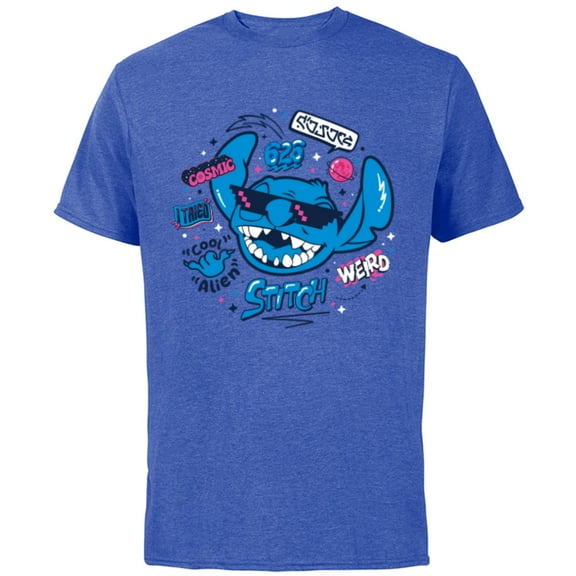 Disney Stitch in Sunglasses Cool Weird and Cosmic Freestyle- Short Sleeve Cotton T-Shirt for Adults - Customized-Royal Heather