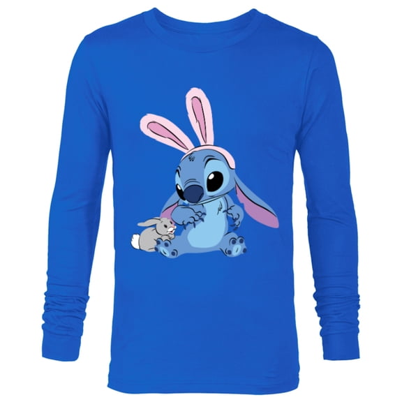 Disney Stitch in Easter Bunny Costume with Cute Fuzzy Friend - Long Sleeve T-Shirt for Men - Customized-Royal