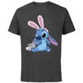 thumbnail image 1 of Disney Stitch in Easter Bunny Costume with Cute Fuzzy Friend - Short Sleeve Cotton T-Shirt for Adults - Customized-Charcoal, 1 of 5