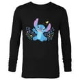 thumbnail image 1 of Disney Stitch with Flowers & Butterfly Easter Spring Vibes - Long Sleeve T-Shirt for Men - Customized-Black, 1 of 5