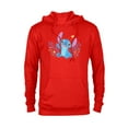 thumbnail image 1 of Disney Stitch with Flowers & Butterfly Easter Spring Vibes - Pullover Hoodie for Adults - Customized-Red, 1 of 5