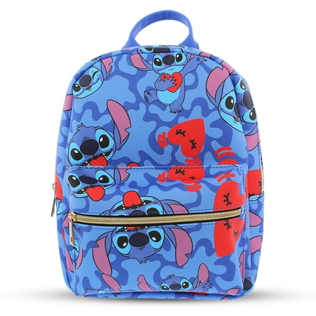 Disney Stitch with Hearts Mini PU Leather Backpack Purse LSCM62YT