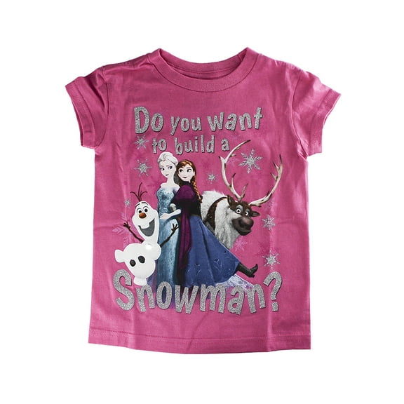 Disney Store Girls Anna & Elsa Frozen "Do You Want to Build a Snowman?" T-Shirt, Pink, XX-Small (2/3)