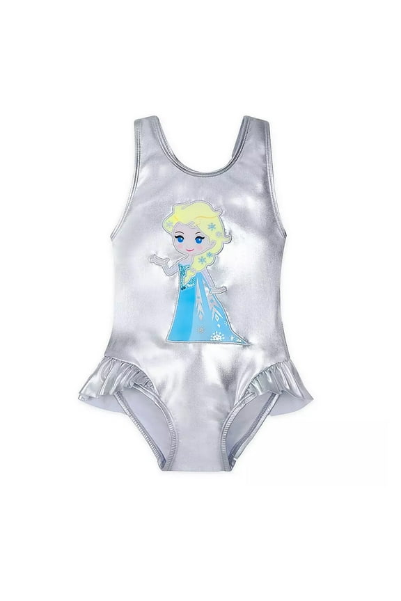 Elsa Frozen Shimmering Silver Swimsuit, (Girl's)
