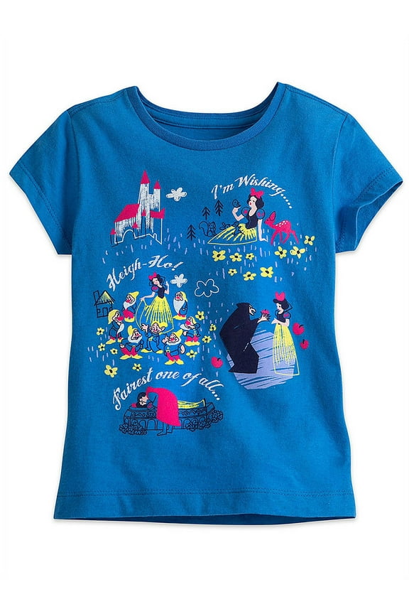 Girls Snow White "Fairest One Of All" Short Sleeve T-Shirt, Blue, Size 4
