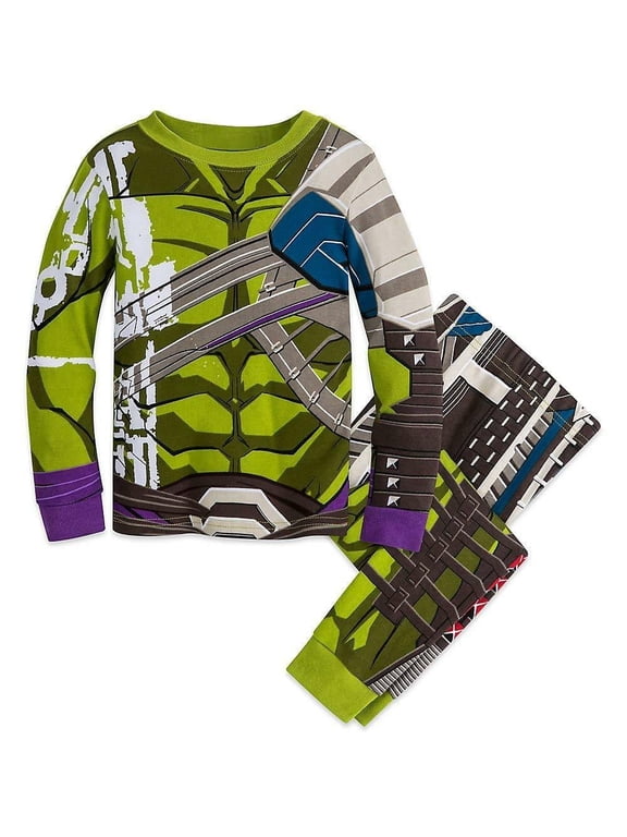 Disney Store Marvel Avenger Hulk Costume Long Sleeve Cotton Tight Fit Pajama Set Boy Size 5
